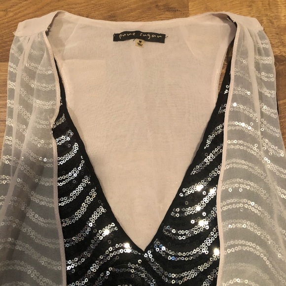 PURE SUGAR Chiffon and Sequin Racerback Tank -M - Picture 3 of 5